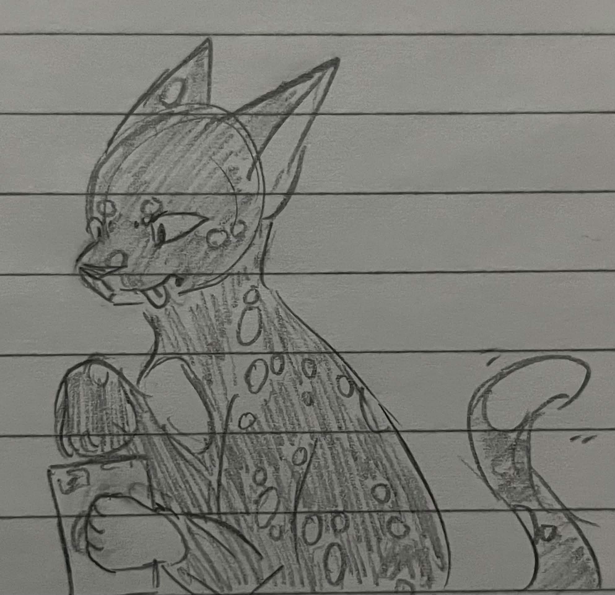 Nightshade. I did a Warrior Cats trivia kahoot in her name at MCFC so it's only fair I doodle her doing it, too. I was in first for nearly the whole game and got second btw if anyone cares